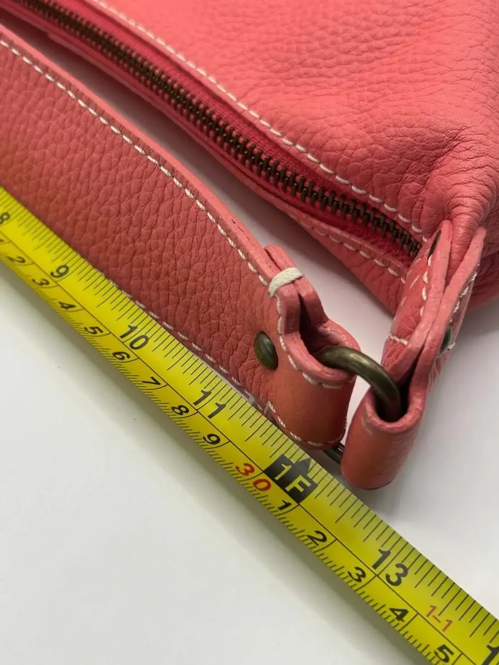 GAP Coral Pink 100% Cow Leather Hobo Shoulder Bag with Polka Dot Lining